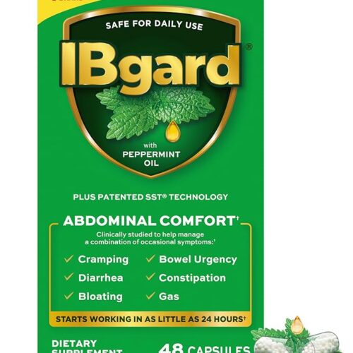 IBgard Gut Health Supplement, Peppermint Oil Capsules for Abdominal Comfort, 48 Capsules