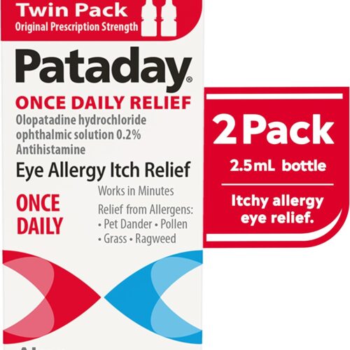 Pataday Once Daily Relief Allergy Eye Drops by Alcon, for Eye Allergy Itch Relief, 2.5 ml (Pack of 2)