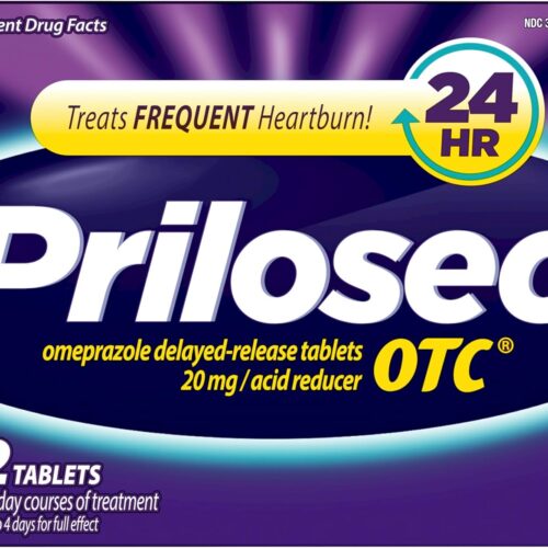 Prilosec OTC, Omeprazole Delayed Release 20mg, Acid Reducer, Treats Frequent Heartburn for 24 Hour Relief, All Day, All Night*, 20mg, 42 Tablets