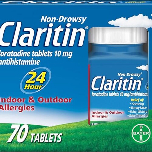 Claritin 24 Hour Allergy Medicine, Non-Drowsy Prescription Strength Allergy Relief, Loratadine Antihistamine Tablets, 70 Count